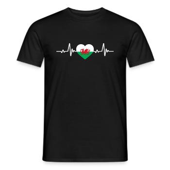 Wales Flag ECG - Men's T-Shirt - black - Front - AI Model Male 178 light (178cm)