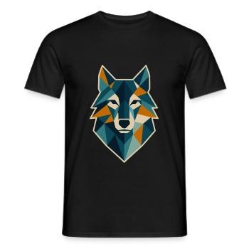 Geometric Wolf Head Polygon Style - Men's T-Shirt - black - Front - AI Model Male 178 light (178cm)