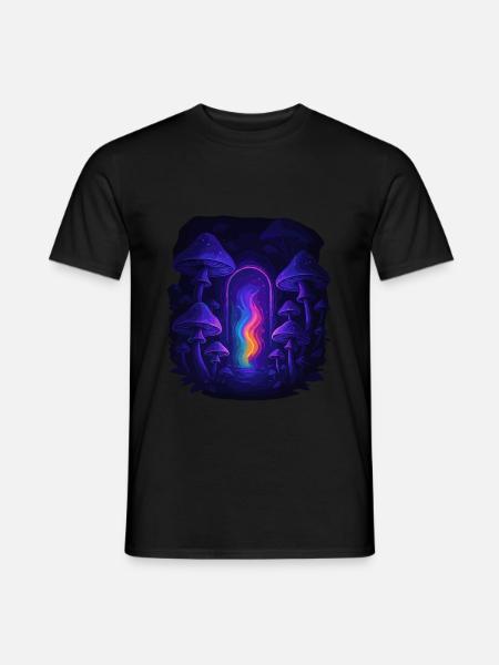 Magic Mushroom - Pilzwald Portal - Männer T-Shirt - Schwarz