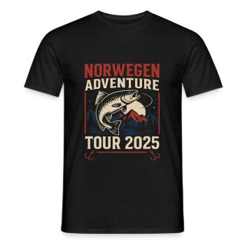 Norway Adventure Tour 2025 Fishing - Men's T-Shirt - black - Front - AI Model Male 178 light (178cm)