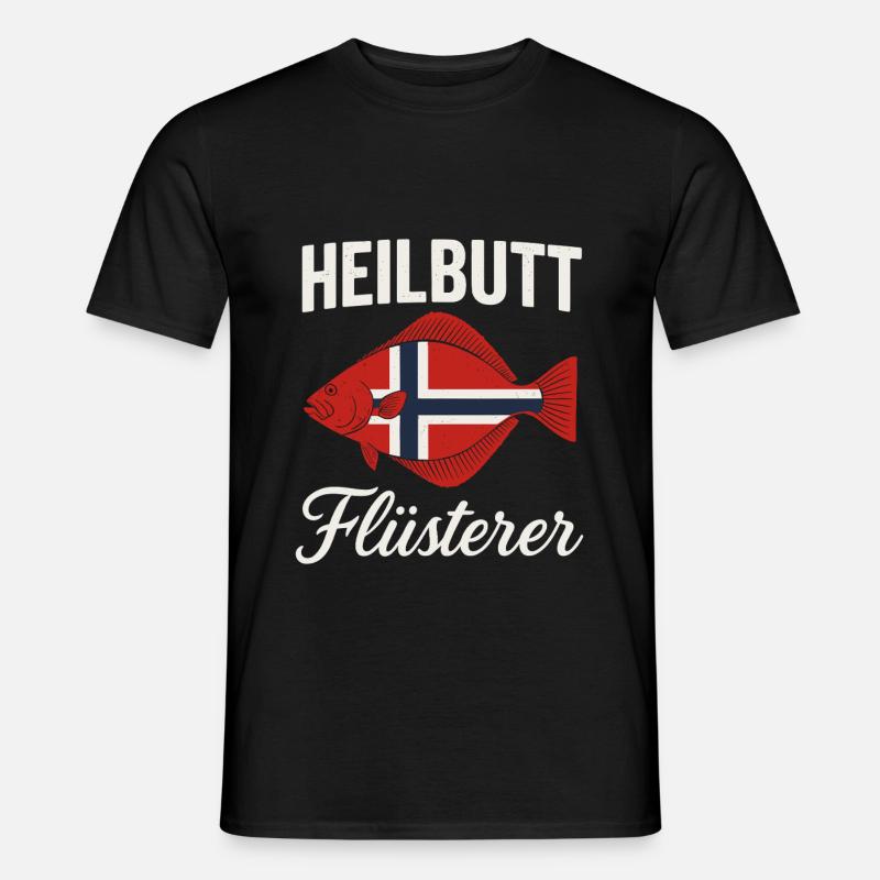Heilbutt Flüsterer Norwegen Flagge - Männer T-Shirt - Schwarz