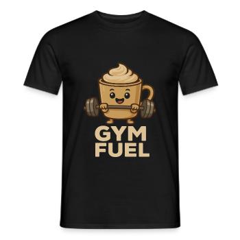 Gym Fuel Funny Coffee Cartoon - Men's T-Shirt - black - Front - AI Model Male 178 light (178cm)