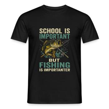 Schule Ist Wichtig Aber Angeln Ist Wichtiger - Männer T-Shirt - Schwarz - Vorne - AI Model Male 178 light (178cm)