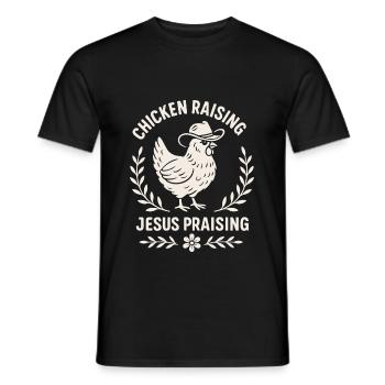 Hühner Haltend Jesus Lobend Cowboy Humor - Männer T-Shirt - Schwarz - Vorne - AI Model Male 178 light (178cm)