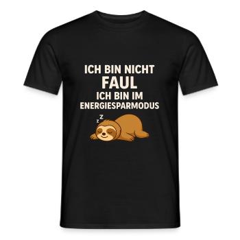 Not lazy – in power saving mode – sloth - Men's T-Shirt - black - Front - AI Model Male 178 light (178cm)