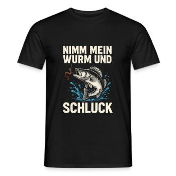 Nimm mein Wurm – Freches Angelmotiv - Männer T-Shirt - Schwarz - Vorne - AI Model Male 178 light (178cm)