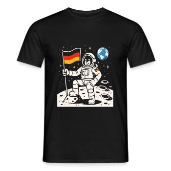 Abenteuerlustiger Astronaut Mit Deutscher Flagge - Männer T-Shirt - Schwarz - Vorne - AI Model Male 178 light (178cm)