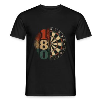 180 Darts Retro Look with Disc - Men's T-Shirt - black - Front - AI Model Male 178 light (178cm)