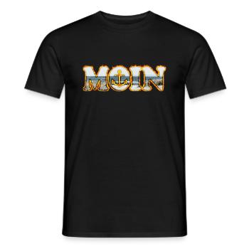 Moin est ce qu’on dit dans le nord de l’Allemagne | Lune en feu - T-shirt homme - noir - Devant - AI Model Male 178 light (178cm)