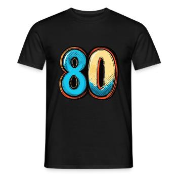 80 Zahl Comic - Männer T-Shirt - Schwarz - Vorne - AI Model Male 178 light (178cm)