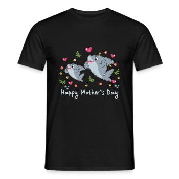 Animal Mom Shark for Mother s Day - Men's T-Shirt - black - Front - AI Model Male 178 light (178cm)