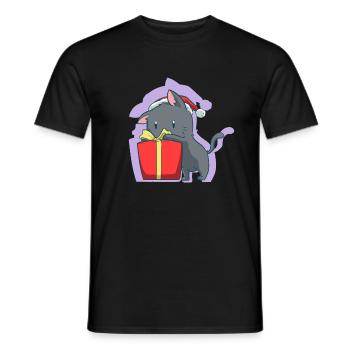 Cute cat Christmas cats Christmas - Men's T-Shirt - black - Front - AI Model Male 178 light (178cm)