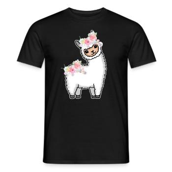 Lama Alpaka Blumen Geschenk Damen Herren Kinder - Männer T-Shirt - Schwarz - Vorne - AI Model Male 178 light (178cm)