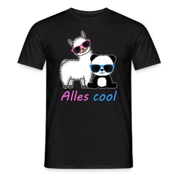 Panda Lama Funny Gift Ladies Men Children - Men's T-Shirt - black - Front - AI Model Male 178 light (178cm)