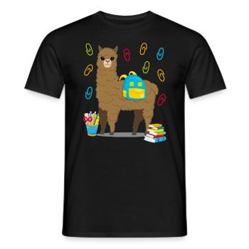 Lama Alpaka Einschulung Schulbeginn Geschenk - Männer T-Shirt - Schwarz - Vorne - AI Model Male 178 light (178cm)