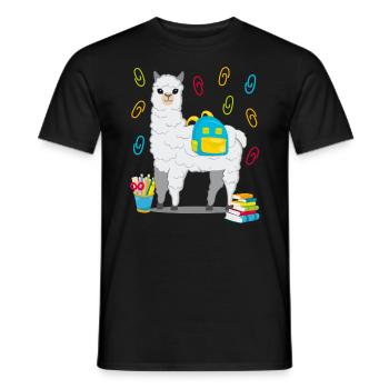 Lama Alpaka Einschulung Schulbeginn Geschenk 2020 - Männer T-Shirt - Schwarz - Vorne - AI Model Male 178 light (178cm)