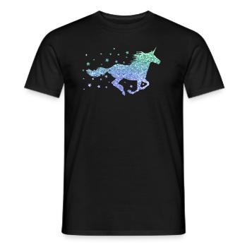 Licorne paillettes dames fille cadeau cheval - T-shirt homme - noir - Devant - AI Model Male 178 light (178cm)