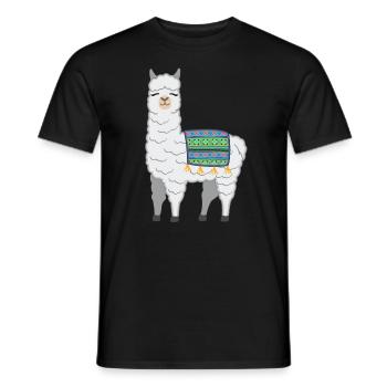 Llama Alpaca Chest Pocket Funny Gift - Men's T-Shirt - black - Front - AI Model Male 178 light (178cm)