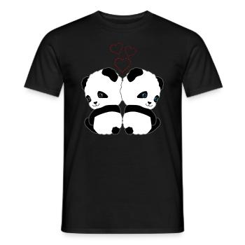 Panda panda bear love hearts women men children - Men's T-Shirt - black - Front - AI Model Male 178 light (178cm)