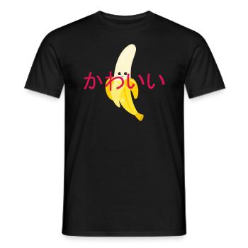 Kawaii nourriture banane mignon japon dessin animé bande dessinée - T-shirt homme - noir - Devant - AI Model Male 178 light (178cm)