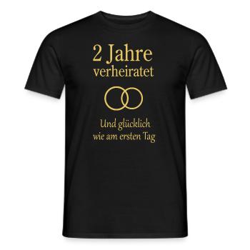 Hochzeitstag Jahrestag 2 Jahre Geschenk Mann Frau - Männer T-Shirt - Schwarz - Vorne - AI Model Male 178 light (178cm)