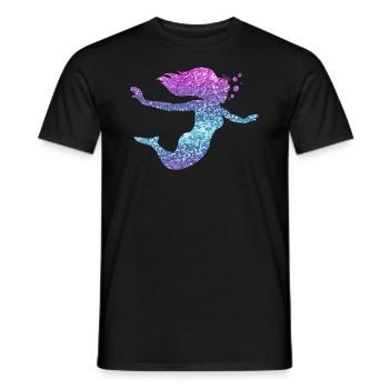 Sirène paillettes cadeau femmes filles - T-shirt homme - noir - Devant - AI Model Male 178 light (178cm)