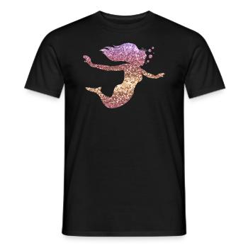 Sirène paillettes cadeau femmes filles - T-shirt homme - noir - Devant - AI Model Male 178 light (178cm)