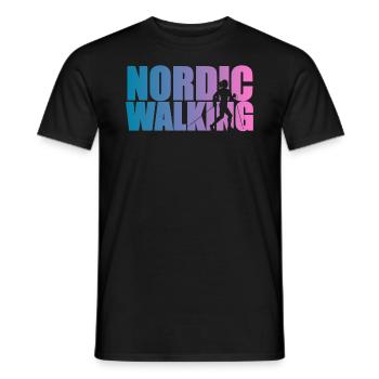 Nordic Walking Walker Frau Mit Stöckern Geschenk - Männer T-Shirt - Schwarz - Vorne - AI Model Male 178 light (178cm)