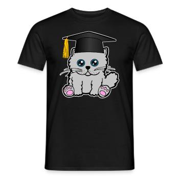 Bachelor Master Studium Abschluss Katze Mieze - Männer T-Shirt - Schwarz - Vorne - AI Model Male 178 light (178cm)