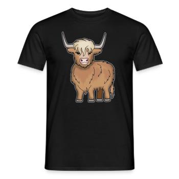 Vache de bovins Highland Highland écossais - T-shirt homme - noir - Devant - AI Model Male 178 light (178cm)