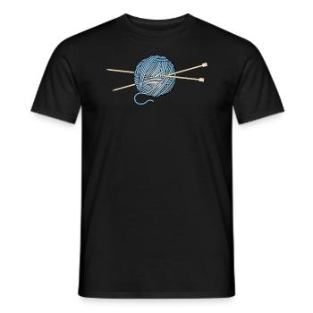 Knitting knitwear yarn wool ball wool gift - Men's T-Shirt - black - Front - AI Model Male 178 light (178cm)