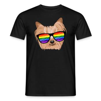 LGBTQ Yorkie Dog Rainbow Glasses Gift - Men's T-Shirt - black - Front - AI Model Male 178 light (178cm)