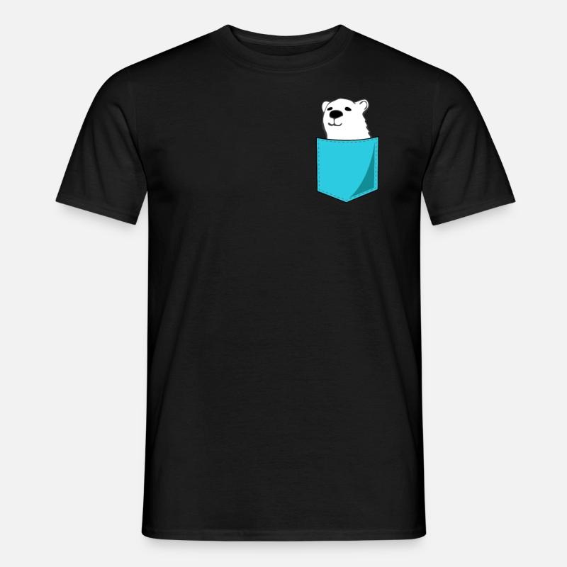 Eisbär Polarbär Bär In Brusttasche Print Geschenk - Männer T-Shirt - Schwarz