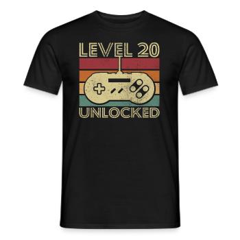Level 20 unlocked Birthday Gift 20 years - Men's T-Shirt - black - Front - AI Model Male 178 light (178cm)