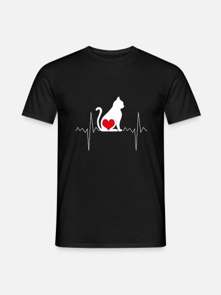 Cat heartbeat heart rate - Men's T-Shirt - black