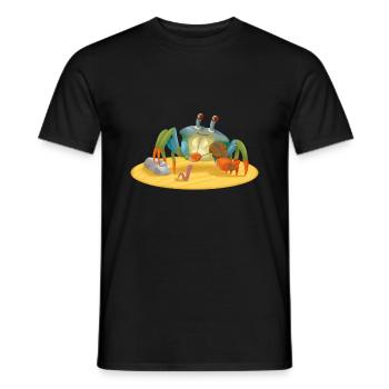 Crab musician with violin on the beach - Men's T-Shirt - black - Front - AI Model Male 178 light (178cm)