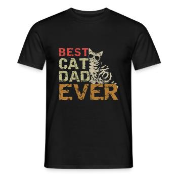 Meilleur papa de chat jamais t-shirt Papa drôle de chat - T-shirt homme - noir - Devant - AI Model Male 178 light (178cm)