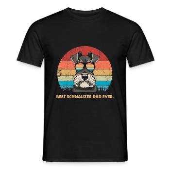 Chien Vintage Best Schnauzer Dad ever Tshirt Fathers - T-shirt homme - noir - Devant - AI Model Male 178 light (178cm)