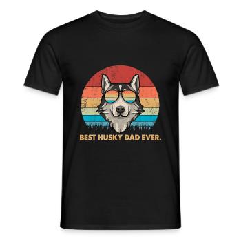 Chien Vintage Best Husky Dad ever Tshirt Fathers day - T-shirt homme - noir - Devant - AI Model Male 178 light (178cm)