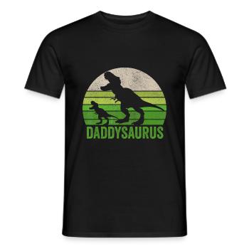 Funny Daddy Dinosaur T Shirt Daddysaurus Fathers - Men's T-Shirt - black - Front - AI Model Male 178 light (178cm)