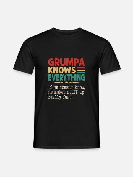 Grumpa Knows Everything Christmas Father s Day - Men's T-Shirt - black