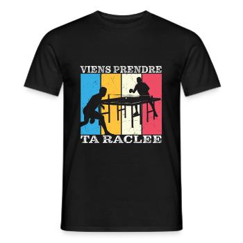 ping-pong humour viens prendre ta raclée - T-shirt homme - noir - Devant - AI Model Male 178 light (178cm)