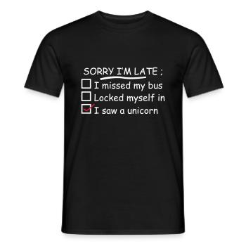 Désolé, je suis en retard I Saw A Unicorn - T-shirt homme - noir - Devant - AI Model Male 178 light (178cm)