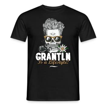 Grantln is a Lifestyle Grantler Bayern Totenkopf - Männer T-Shirt - Schwarz - Vorne - AI Model Male 178 light (178cm)