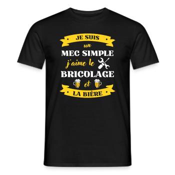 mec simple bricolage biere humour bricoleur cadeau - T-shirt homme - noir - Devant - AI Model Male 178 light (178cm)