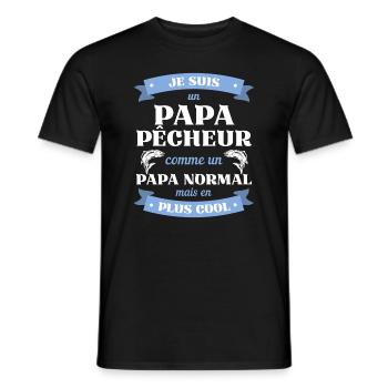 papa pecheur cool humour peche homme cadeau drole - T-shirt homme - noir - Devant - AI Model Male 178 light (178cm)