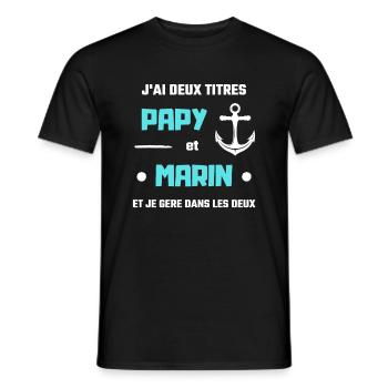 papy bateau deux titres humour capitaine homme - T-shirt homme - noir - Devant - AI Model Male 178 light (178cm)