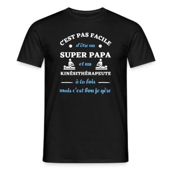 c est pas facile papa kiné humour kinésithérapeute - T-shirt homme - noir - Devant - AI Model Male 178 light (178cm)