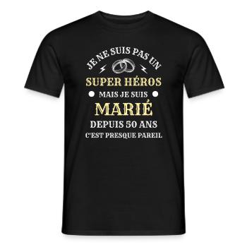 50 ans de mariage homme humour marié cadeau drole - T-shirt homme - noir - Devant - AI Model Male 178 light (178cm)