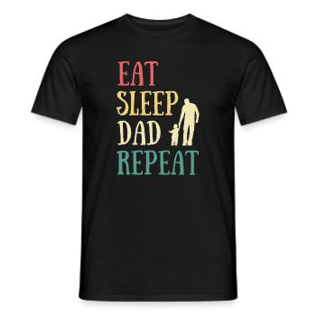 eat sleep dad humor feast of fathers dad gift - Men's T-Shirt - black - Front - AI Model Male 178 light (178cm)